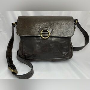 Frye Esther Ring Italian Leather Crossbody in Dark Brown